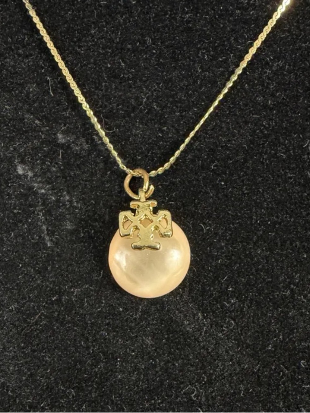 Vintage Tory Burch Gold Initial Disc Pendant Necklace